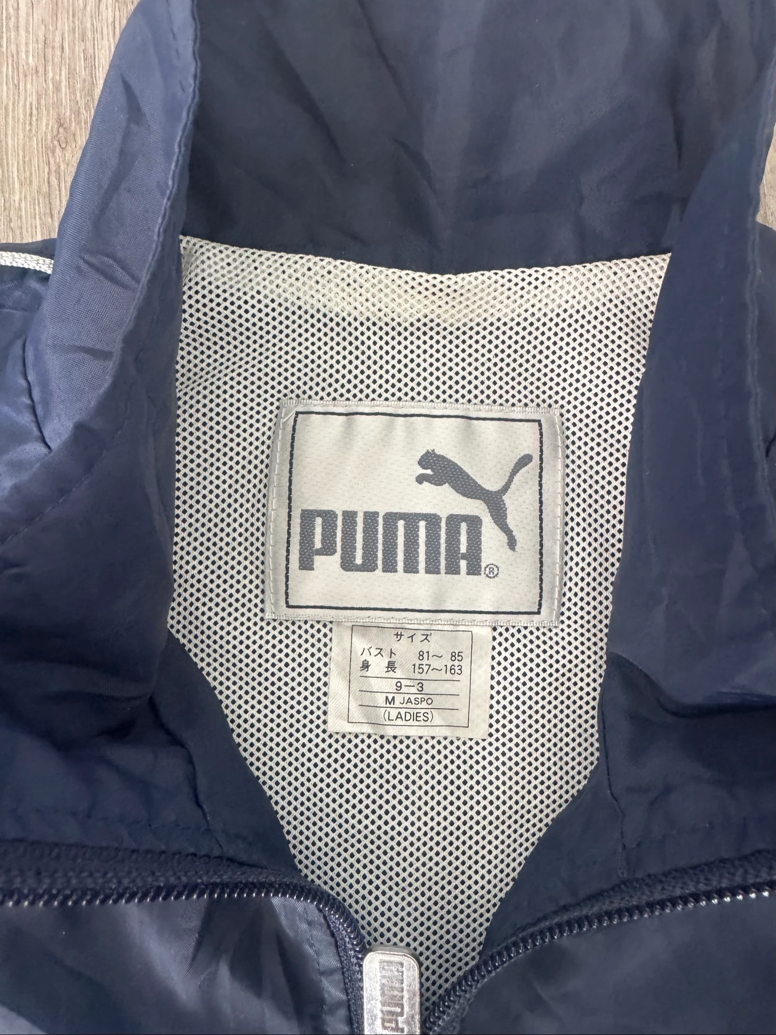 Puma Vintage Windbreaker Jacket Navy Blue Lightweight Full Zip 90s Women M – photo 4